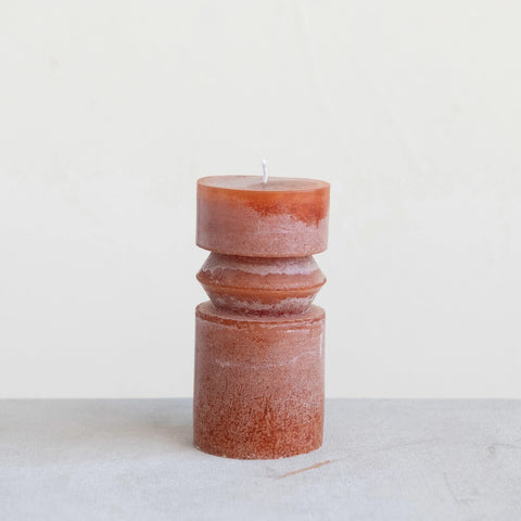 Unscented Totem Pillar Candle-Spice Color