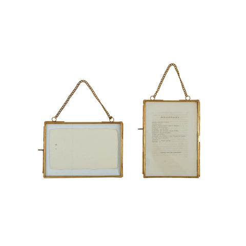 Brass and Glass Photo Frame with Chain