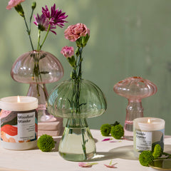 Green Glass Mushroom Single Hole Arranging Vases