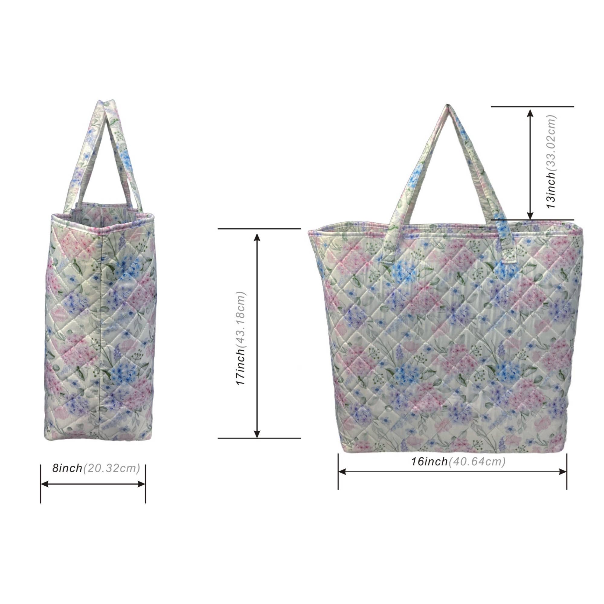 "Royal Hydrangea" Designer Quilted Tote Bag
