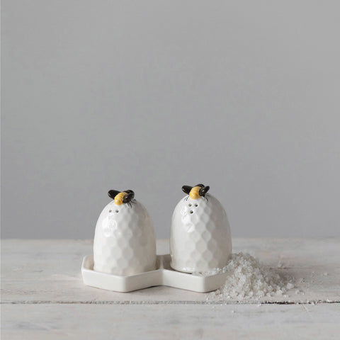 Salt and Pepper Shakers with Plate