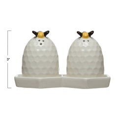 Salt and Pepper Shakers with Plate