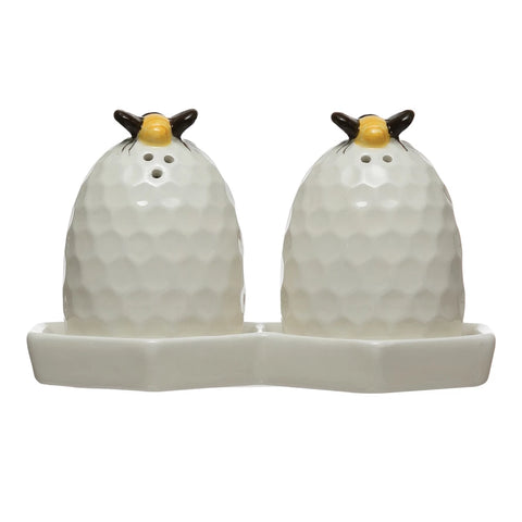 Salt and Pepper Shakers with Plate