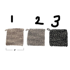 Melange Cotton Crocheted Pot Holder, 3 Colors