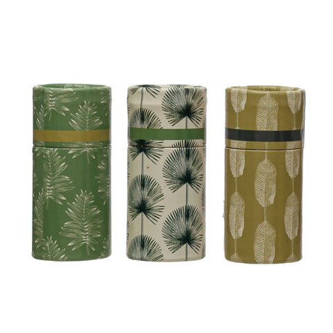 Safety Matches in Tube Matchbox with Leaves Print, 3 Styles