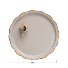 Stoneware Plate w/ Hedgehog Toothpick Holder (Each One Will Vary)