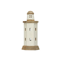 Wood Lighthouse, White & Natural