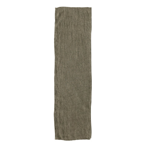 Stonewashed Linen Table Runner, olive green
