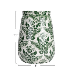 Terra-cotta Planter/Vase w/ Transferware Pattern (Each One Will Vary)