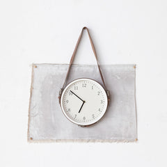 Plastic Hanging Wall Clock w/ Adjustable Leather Strap
