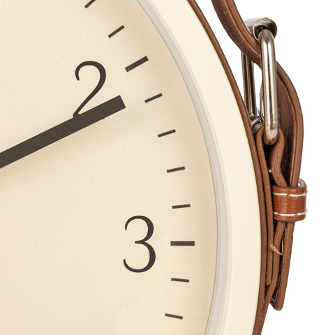 Plastic Hanging Wall Clock w/ Adjustable Leather Strap