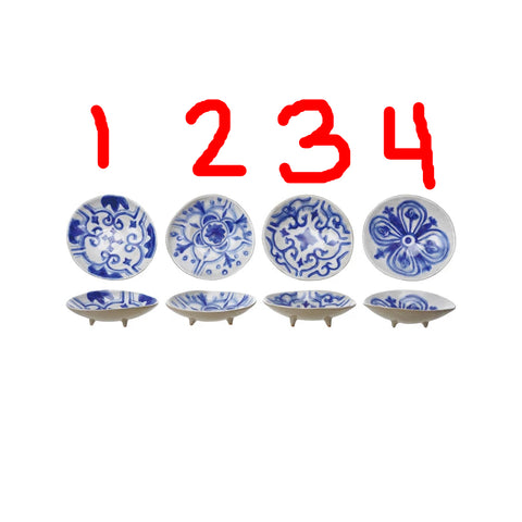 Hand-Painted Stoneware Footed Dish, 4 Styles (Each Will Vary)