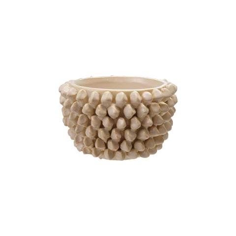 Stoneware 3D Formed Planter, Cream Color