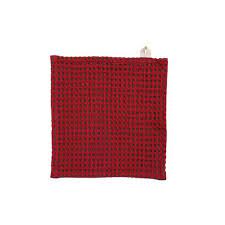 11-1/2" Square Cotton Waffle Weave Dish Cloths w/ Kantha Stitch, Set of 3 in Cotton Bag