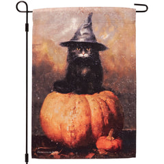 Pumpkin Witch Cat Garden Flag