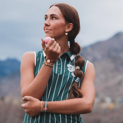 "Tee Time" Green and Pink Hair Tie Bracelets with Removable Ball Marker: Large