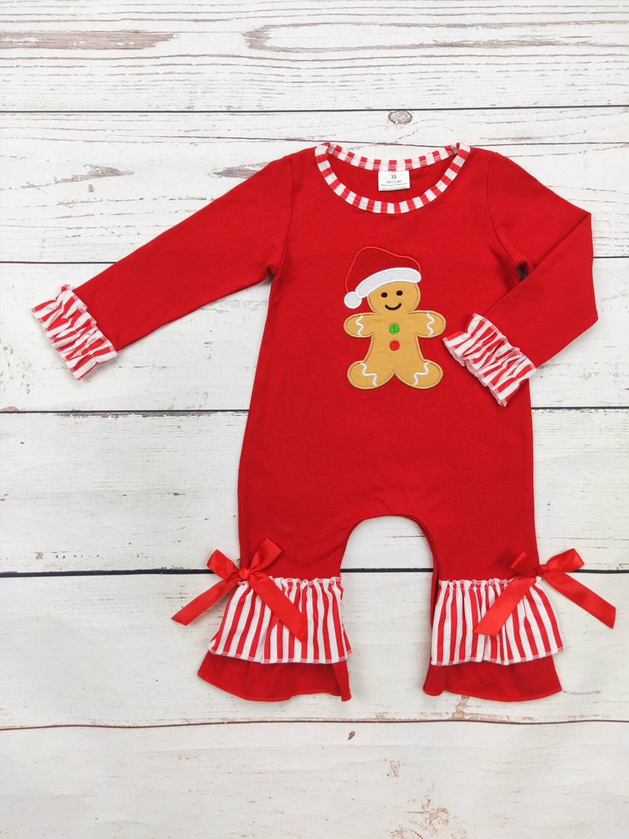 Gingerbread Appliqué Christmas Romper