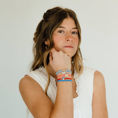 "Free" Patriotic Red, White and Blue Hair Tie Bracelet: Medium