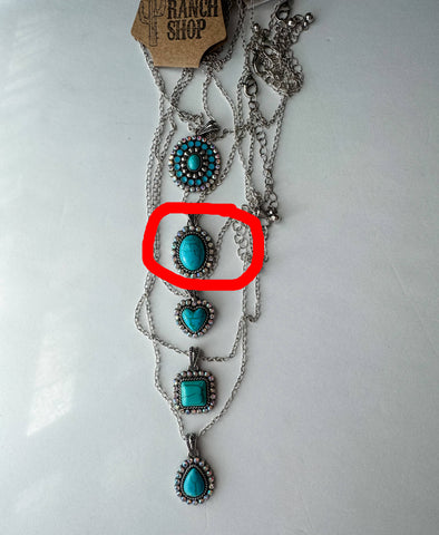 Western Semi Stone Rhinestone Necklace: OVAL