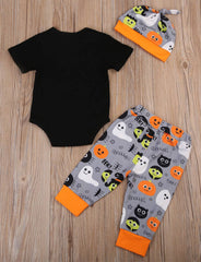 Black Cutest Pumpkin Halloween 3-Piece Baby Outfit Set