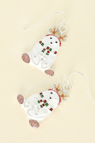 Sophia Collection - Christmas Rhinestone Polar Bear Epoxy Earrings