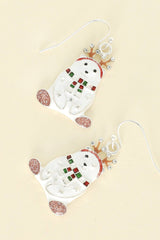 Sophia Collection - Christmas Rhinestone Polar Bear Epoxy Earrings