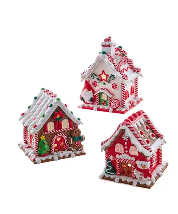 6" Battery Operated LED Gingerbread House Table Pieces