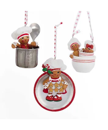 Gingerbread in Cup Ornaments, 3 Assorted