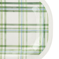 Green Plaid Medium Melamine Rectangular Platter