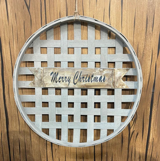 18' Gray Washed "Merry Christmas" Tobacco Basket Wall Décor