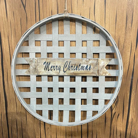 18' Gray Washed "Merry Christmas" Tobacco Basket Wall Décor