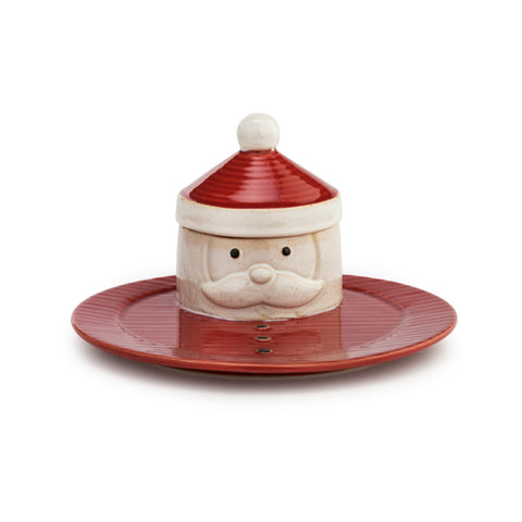 Snow Day Santa Soup & Sandwich Plate with Lid