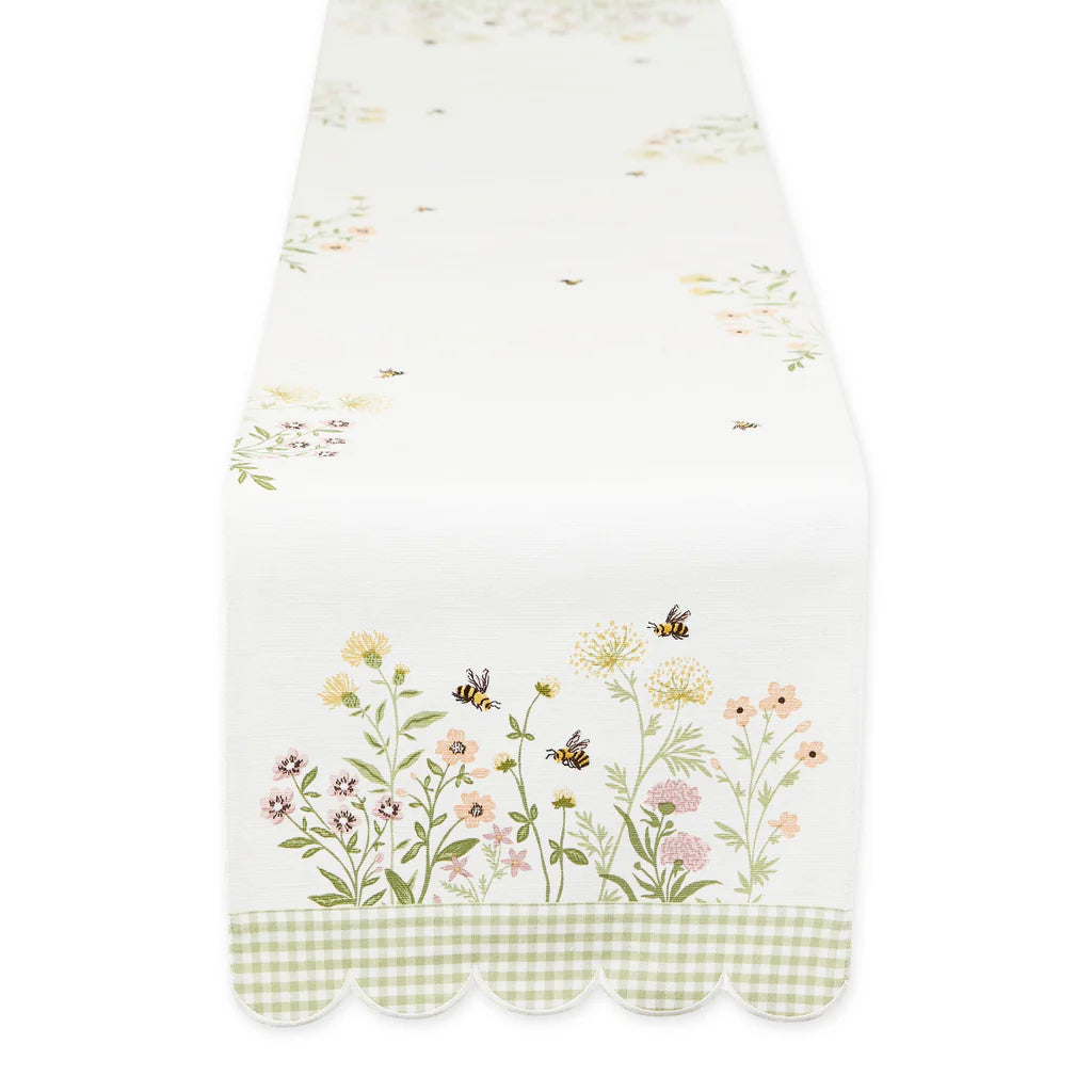 Spring Wildflowers Embellished Table Runner - 14 x 72"