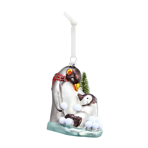 Blown Glass Two Penguins Ornament