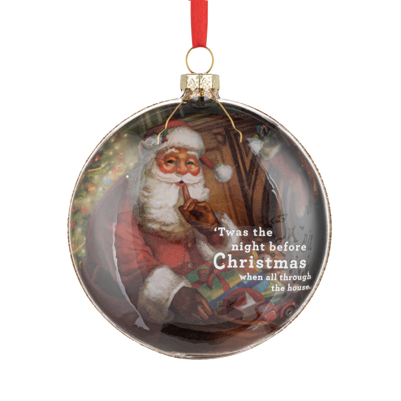 'Twas the Night Before Christmas Glass Disc Ornament - 4in