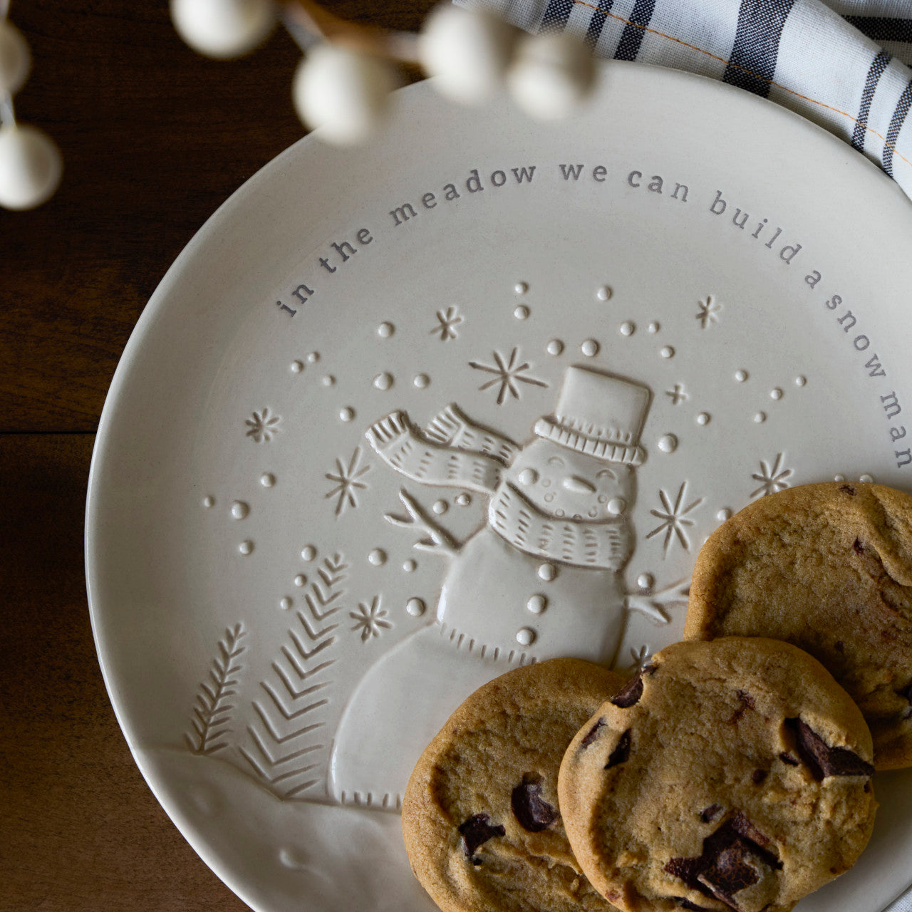 In the Meadow We Can Build a Snowman Ceramic Cookie Plate - 10in