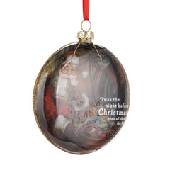 'Twas the Night Before Christmas Glass Disc Ornament - 4in
