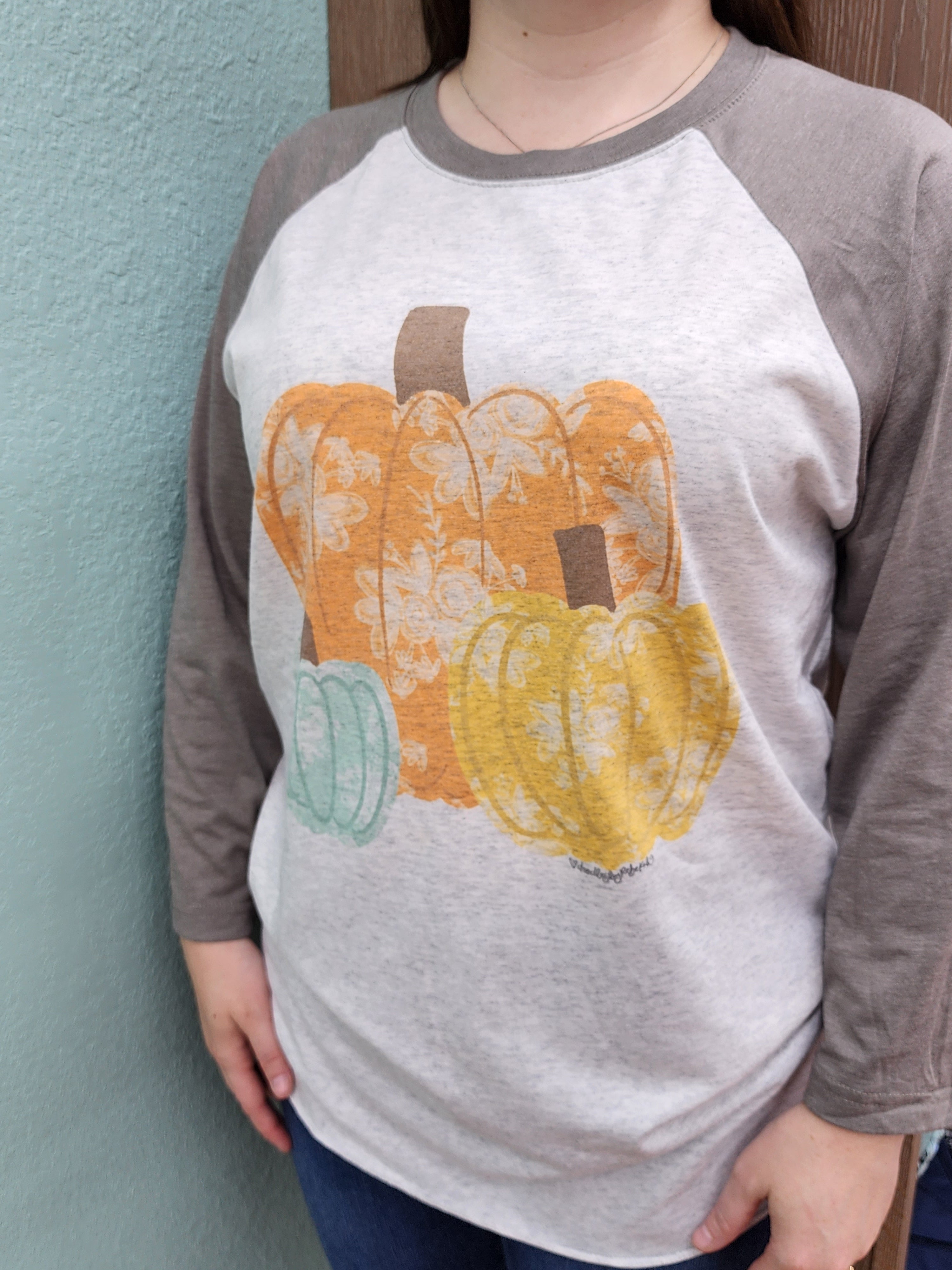 White Pumpkin Floral Raglan