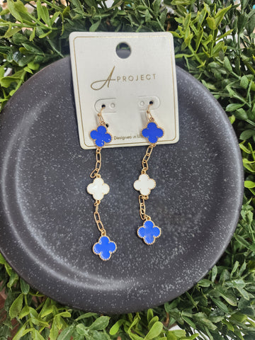 Blue and White Dangle Earrings