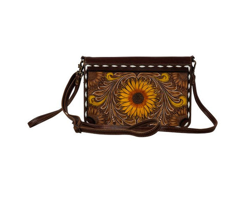 Showy Sunflower Hand-Tooled Wallet
