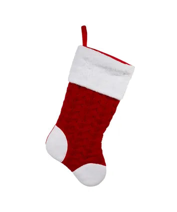 Red & White Cable Knit Stocking