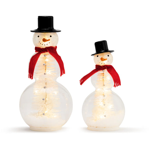 Lit Glass Snowman Figures