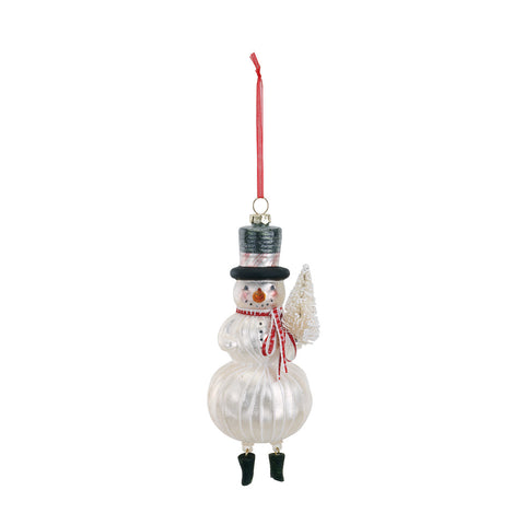 Blown Glass Snowman with Tree Ornament