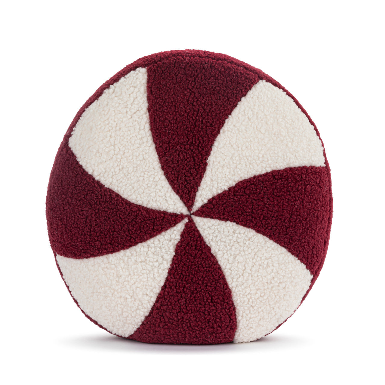 Boucle Red and White Peppermint Round Pillow - 15in