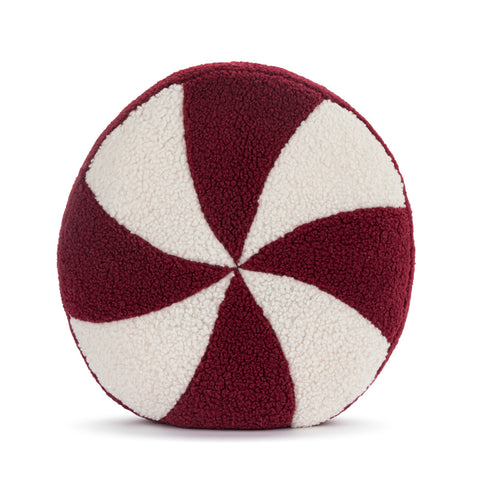 Boucle Red and White Peppermint Round Pillow - 15in
