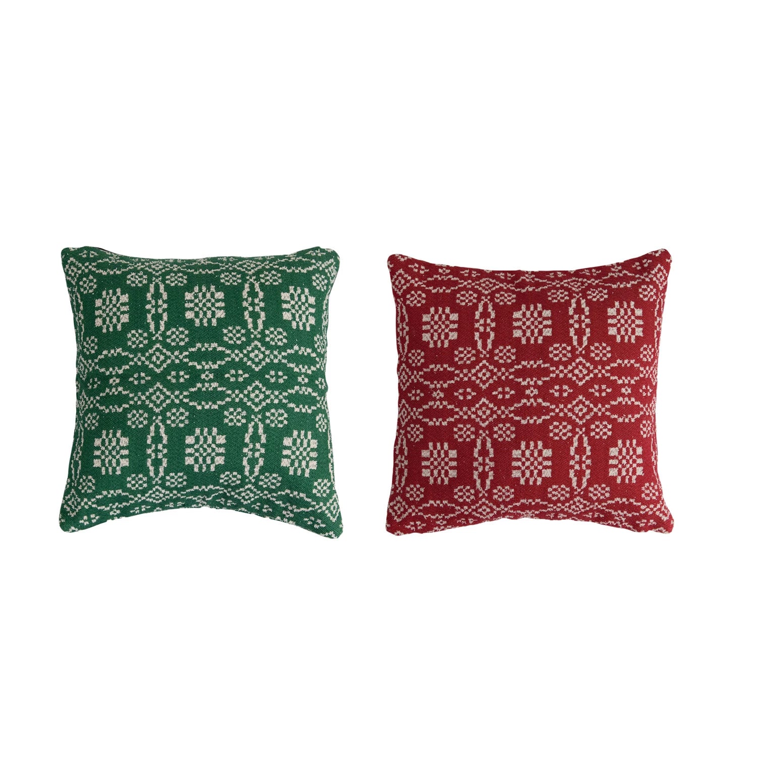 20" Woven Cotton Pillow with Pattern, 2 Colors