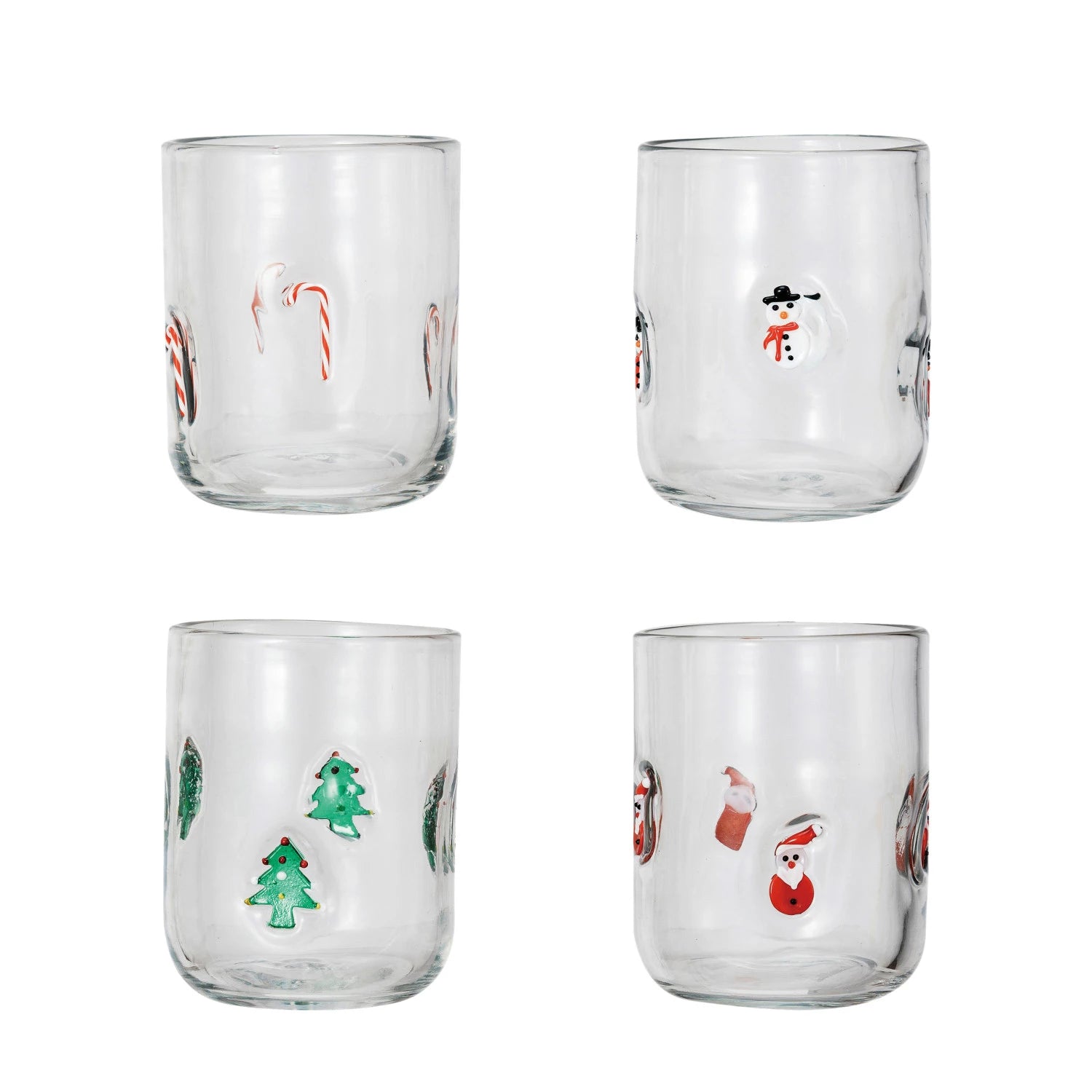 16 oz. Drinking Glass w/ Embedded Holiday Icon Pattern, 4 Styles