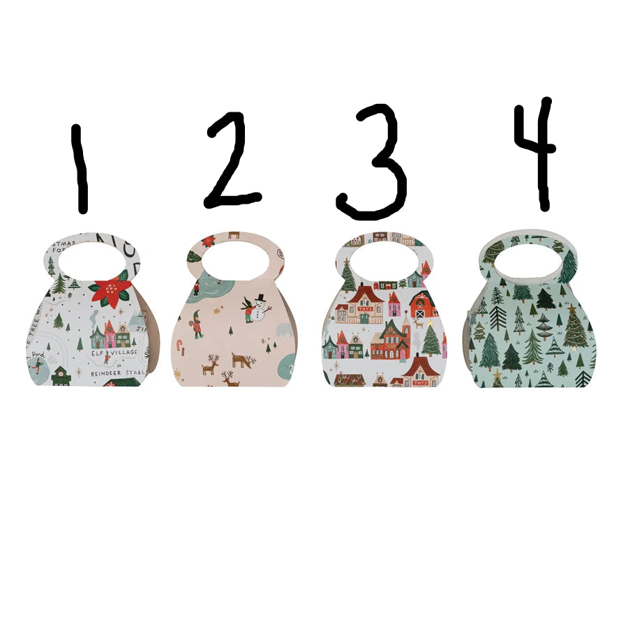 Handmade Gift Bag with North Pole Pattern & Handle, 4 Styles