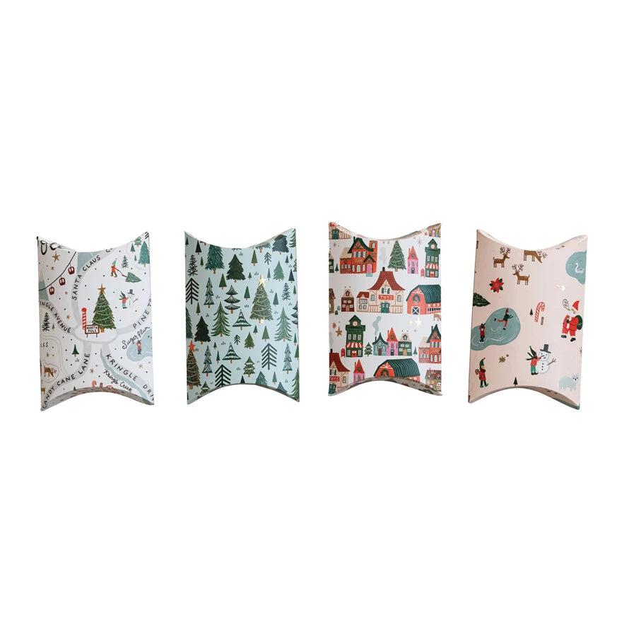 Handmade Recycled Paper Gift Box with North Pole Pattern, 4 Styles