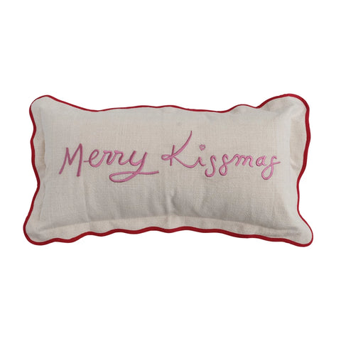 Lumbar Pillow with Piping, Scalloped Flange & Embroidered